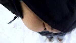 Amateur Girl Dreaming Of Quick Fuck And Deepthroat In Public Snow Bent Over