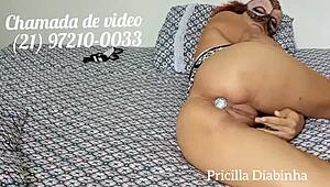 wife pricilla with lover leo ogro on video call for cuckold