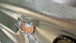 just caught a glimpse through the hole in the beach cabin wall.