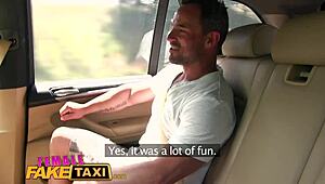 female fake taxi cabbie craves action on backseat