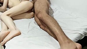 My stepsister's horny vagina filled with my cum.