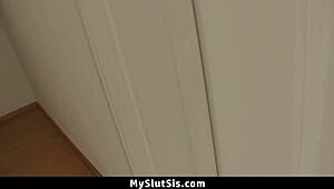 horny stepsister craves her stepbro's cock in her mouth, bent over for doggystyle