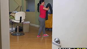 Thick latina maid rides hard on first day