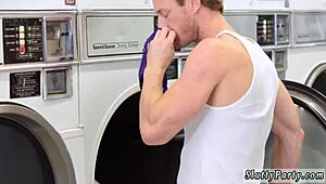 Teen Nerd Blowjob on Laundry Day with Group Hardcore Action!