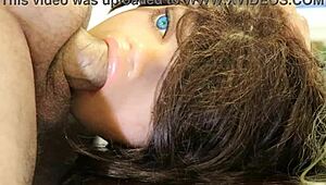 girl next door sucks me off in slow motion, cum dripping on her face and hair