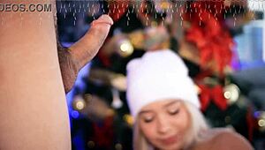 Horny Blonde Sucks Cock and Gives Footjob!