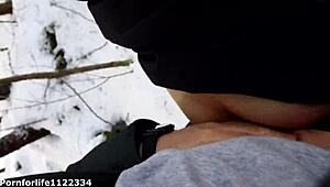 Amateur Girl Dreaming Of Quick Fuck And Deepthroat In Public Snow Bent Over