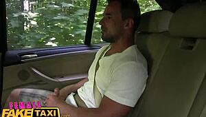 female fake taxi cabbie craves action on backseat