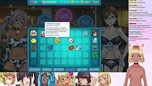 Vtuber lewdneko explores lesbian group play in huniepop 2 double date lingerie scene part 6
