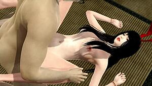 hot japanese anime nymph teases with big tits in wild 3d cartoon game action