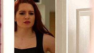 Sultry redhead's explosive climax on highway in glamorous threesome encounter