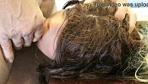 girl next door sucks me off in slow motion, cum dripping on her face and hair