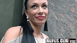 Mofos catches busty Euro chick Samantha Blaze getting epic facial outdoors