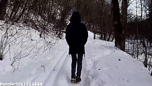 Amateur Girl Dreaming Of Quick Fuck And Deepthroat In Public Snow Bent Over