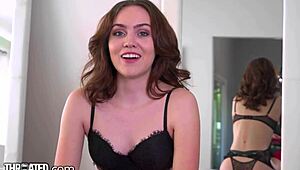 Throated Challenge: Cute Petite Brunette Faces Messy Deepthroat and Ball Licking in POV