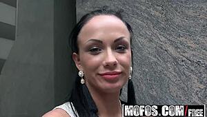 Mofos catches busty Euro chick Samantha Blaze getting epic facial outdoors