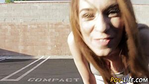 Cute teen 18+ brunette GETS POV SEX!