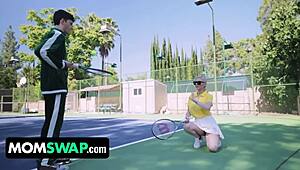 Tennis game with slut stepmoms explodes into foursome fuckfest orgy - kenzie taylor & mona azar - momswap!