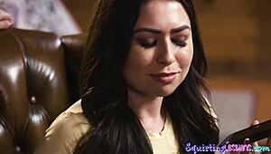 Intense tribbing and squirting by petite babes