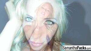 samantha feels intense arousal teasing her big tits and pussy nude on cam