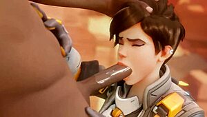 Tracer gets paid with a hot blowjob in this Overwatch 2 porn