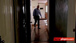 Redhead lucy seduces stepfather, gets pussy drilled hard