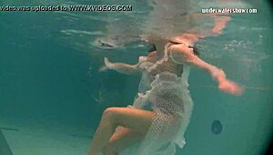 Russian Naked Babe Natalia Swims and Strips in Pool