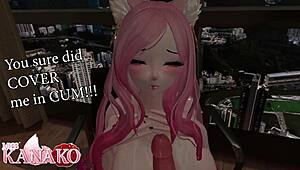 I bounce and beg for more of your cum catgirl gets covered in cum