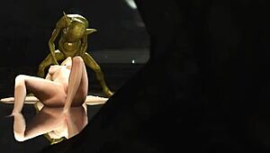 beautiful young queen gets fucked hard by green monster in mystical cave