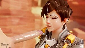 Tracer gets paid with a hot blowjob in this Overwatch 2 porn