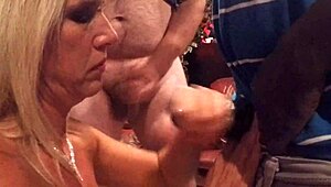 milf gives handjob to monster cock in the shop, cumshot?