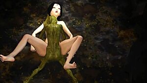 beautiful young queen gets fucked hard by green monster in mystical cave