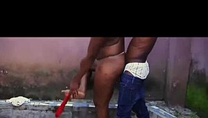 The african neighbor's wife enjoys a casual chat with me about blowjobs