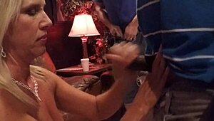 milf gives handjob to monster cock in the shop, cumshot?