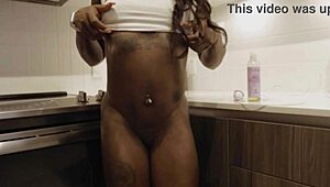 Lola black is home alone cleaning and getting horny