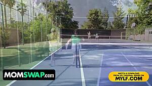 Tennis game with slut stepmoms explodes into foursome fuckfest orgy - kenzie taylor & mona azar - momswap!