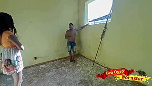 Novinha Bent Over with Padrasto at Construction Site