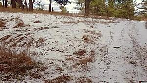 Just came all over her pussy in dirty pantyhose outdoors