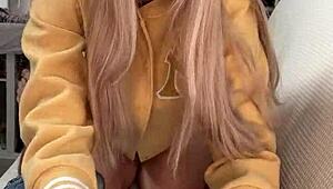 Pretty milf gives handjob to friend