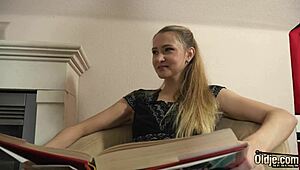 Blonde Teen Deepthroats Grumpy Cock and Swallows Every Drop with Passion