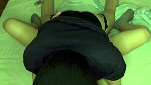 She fucks me hard with strapon. Lesbian amateur orgasm.