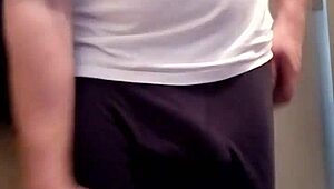 Horny Brit Wanks Huge Cock at Home