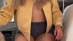 Pretty milf gives handjob to friend