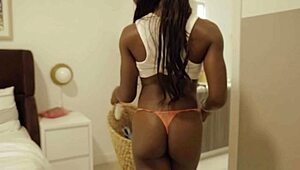 Lola black is home alone cleaning and getting horny