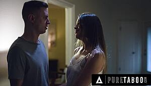 Pure taboo Gizelle Blanco lets spying stepbro fuck her at teen slumber party.