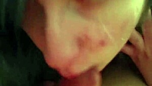 This blue-haired girl is giving me a long, intense blowjob in a casual setting