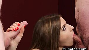 Sex kitten gets facial cumshot swallowing every drop