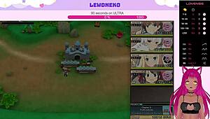 Lewdneko Vtuber moans in cute hentai game Evenicle