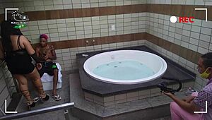 making of experienced mature woman scene with tattooed young guy