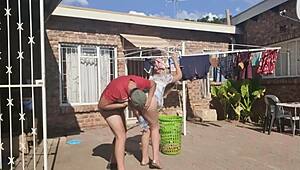 outdoor fucking while hanging laundry? so hot!